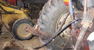 The junction of the two hoses.